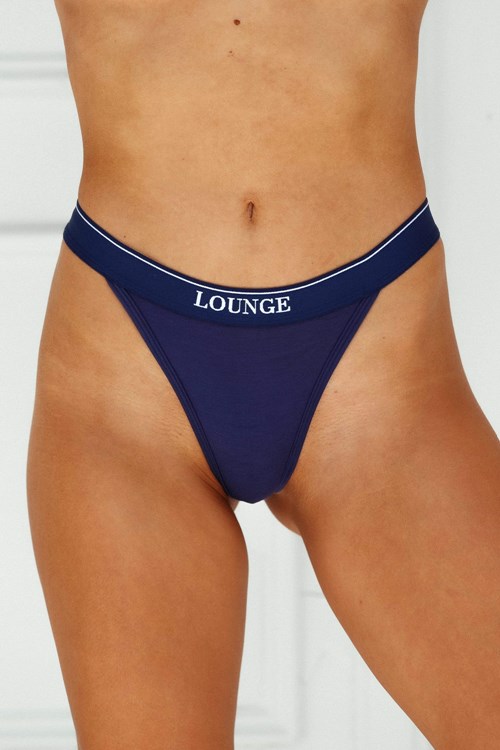 Lounge Underwear Bamboo Minimal Triangle Tanga Navy | RA0684719
