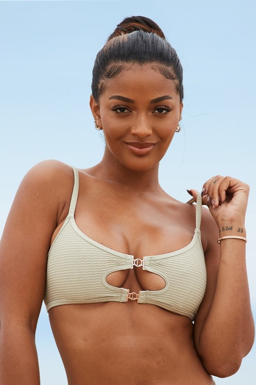 Lounge Underwear Cali Textured Bikini Top Olivgrün | BF8275641
