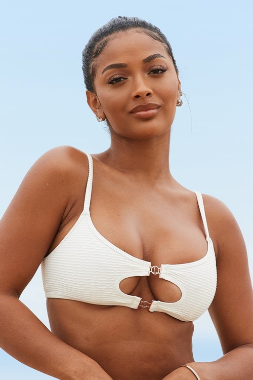 Lounge Underwear Cali Textured Bikini Top Weiß | CE7159634