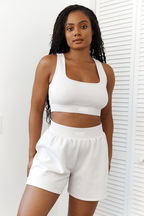 Lounge Underwear Essential Crop Top & Shorts Set Weiß | KG0234761