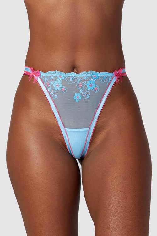Lounge Underwear Floral Embroidered Tanga Blau | TE6037542