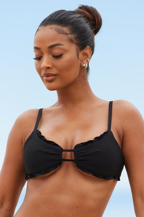 Lounge Underwear Hawaii Textured Bikini Top Schwarz | VN7590384