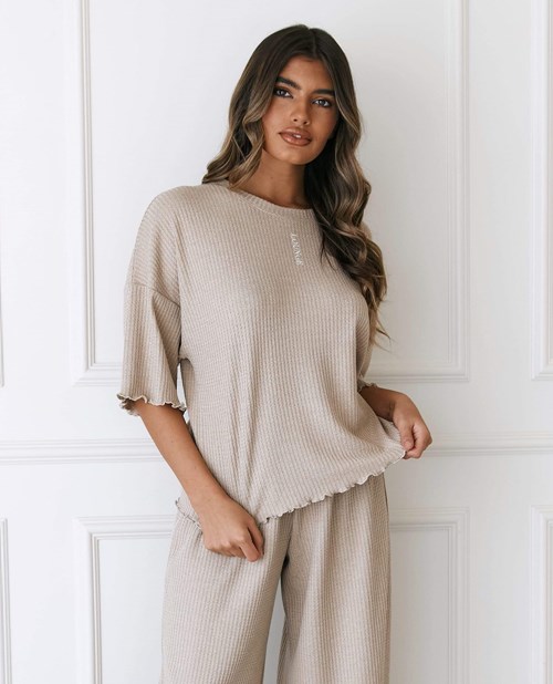 Lounge Underwear Soft Waffle Pajama Top Mink | ST4815706
